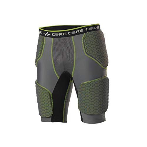 Alleson Athletic Adult 5-Pad Integrated Football Girdle, Charcoal/Lime, Large - lauxsportinggoods