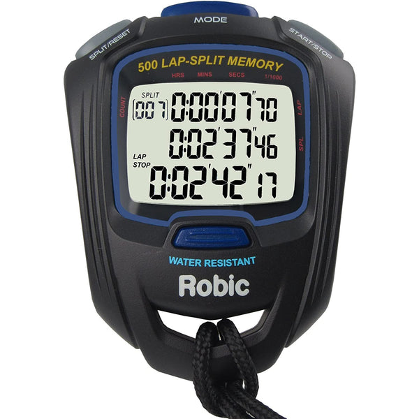 Robic SC-757W 500 Dual Memory Stopwatch-Black/Royal - lauxsportinggoods