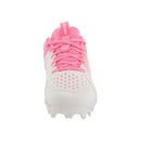 Open Box Under Armour Boys' UA Leadoff Low RM Jr. Baseball Cleats - White/Cerise - 2 - lauxsportinggoods