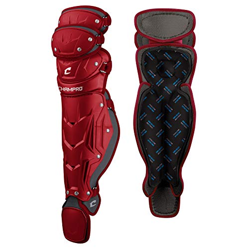 Open Box Champro Adult Optimus Pro Leg Guards 16.5 Shin Length Triple Knee-Scarlet - lauxsportinggoods