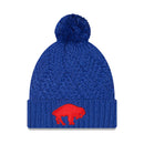 New Era Women's Buffalo Bills Knit Cabled E3 Retro Logo Hat - Royal - lauxsportinggoods