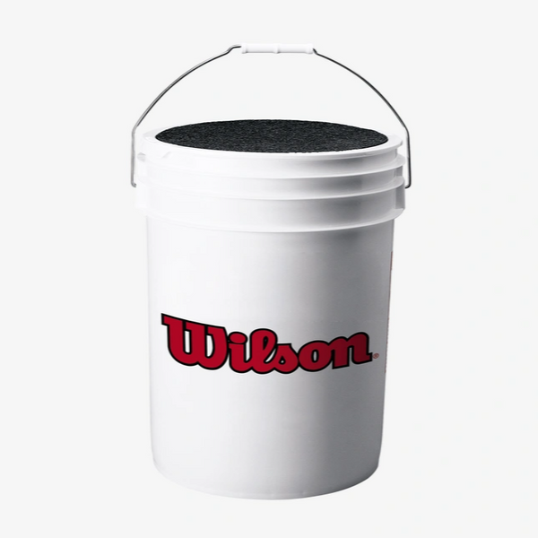 Wilson Ball Bucket With Cushion Lid - White - lauxsportinggoods