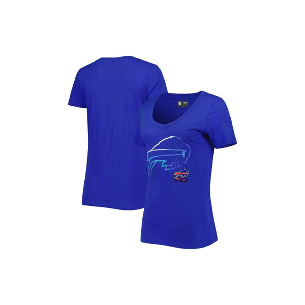 New Era Women's Buffalo Bills Inc Graphite S/S V-Neck Tee - Royal - lauxsportinggoods