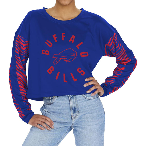 Zubaz - Women's Buffalo Bills Zebra Long Sleeves Crop Top - lauxsportinggoods