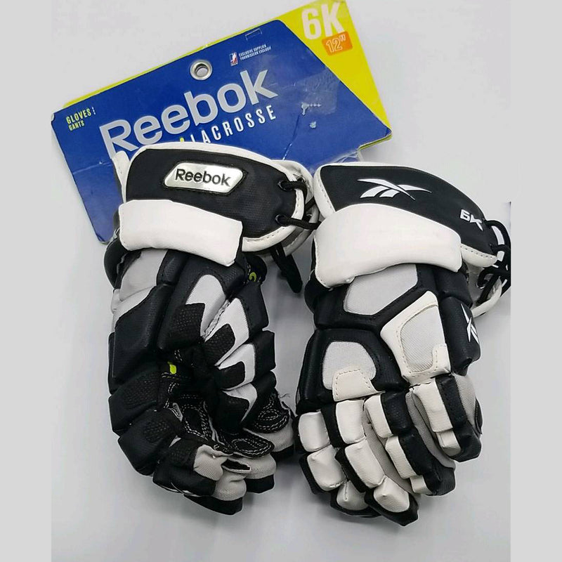 Reebok Lacrosse Men's 6K Glove - Black/White - 12-Inch - lauxsportinggoods