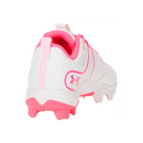 Open Box Under Armour Girl's UA Glyde RM Jr. Softball Cleats - 3 - White/White/Cerise - lauxsportinggoods