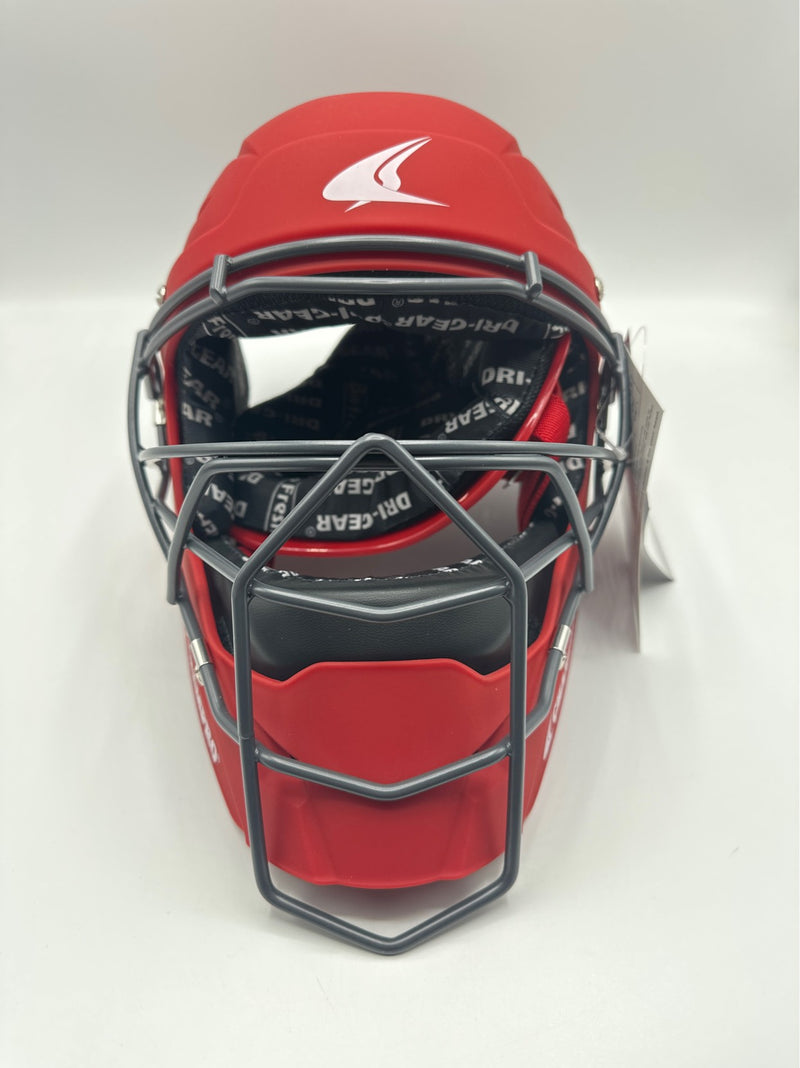 Open Box Champro Optimus Rubberized Matte Catcher's Helmet-SCARLET BODY - lauxsportinggoods