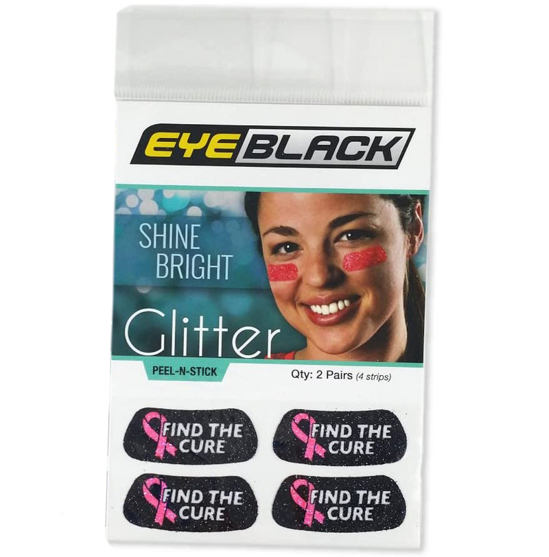 EyeBlack Find The Cure Pink Glitter 2 Pairs (4 Strips) - lauxsportinggoods