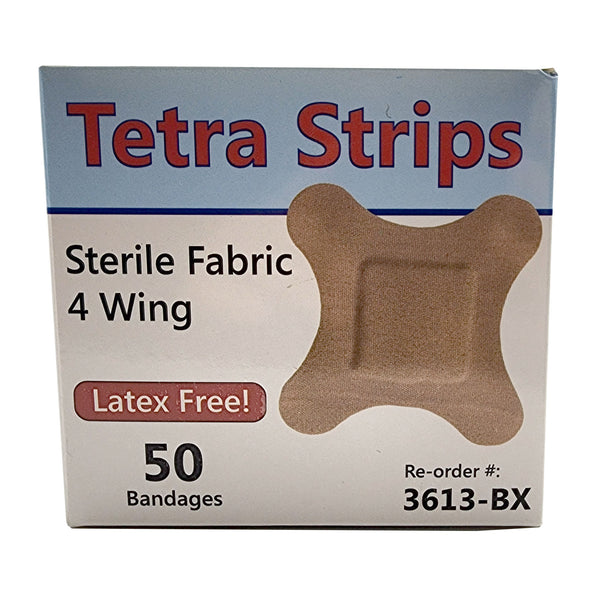 Tetra - Latex Free 4 Wing Fabric Bandages - 50/Box - lauxsportinggoods