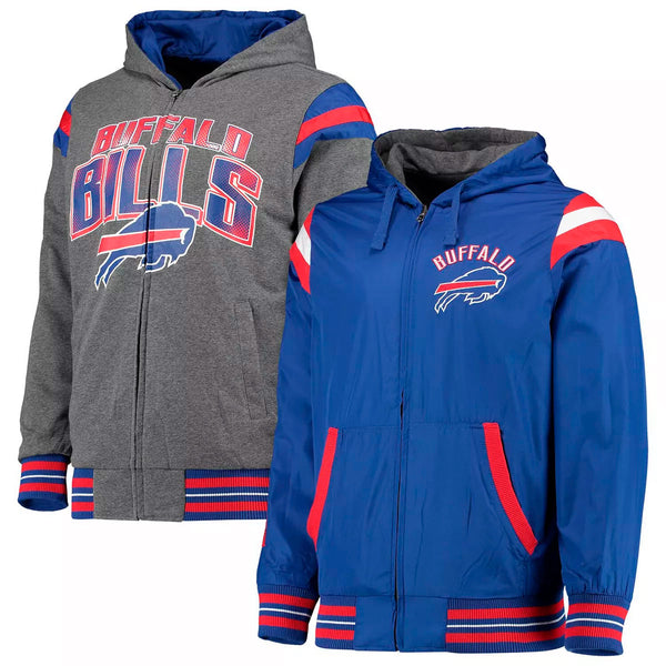 G-III Men's NFL Buffalo Bills Full Back Reversible Hooded Jacket - Royal - lauxsportinggoods