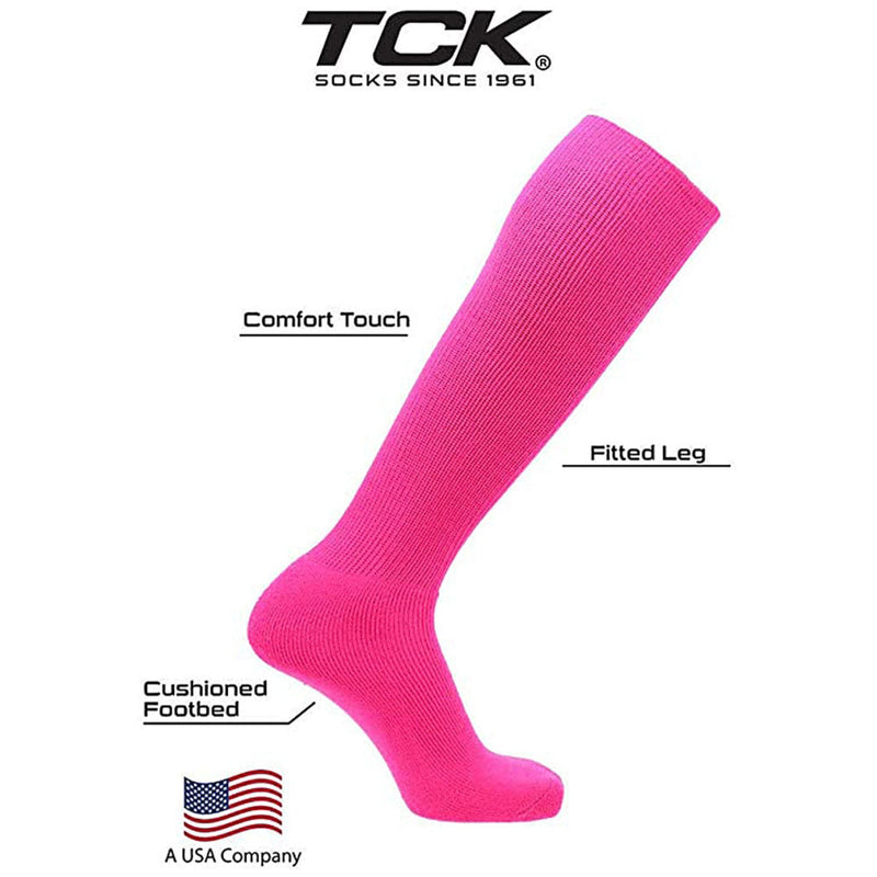 Twin City Team Sock TSR11-HPK Solid Adult Shoe Size 6-9 Hot Pink - lauxsportinggoods