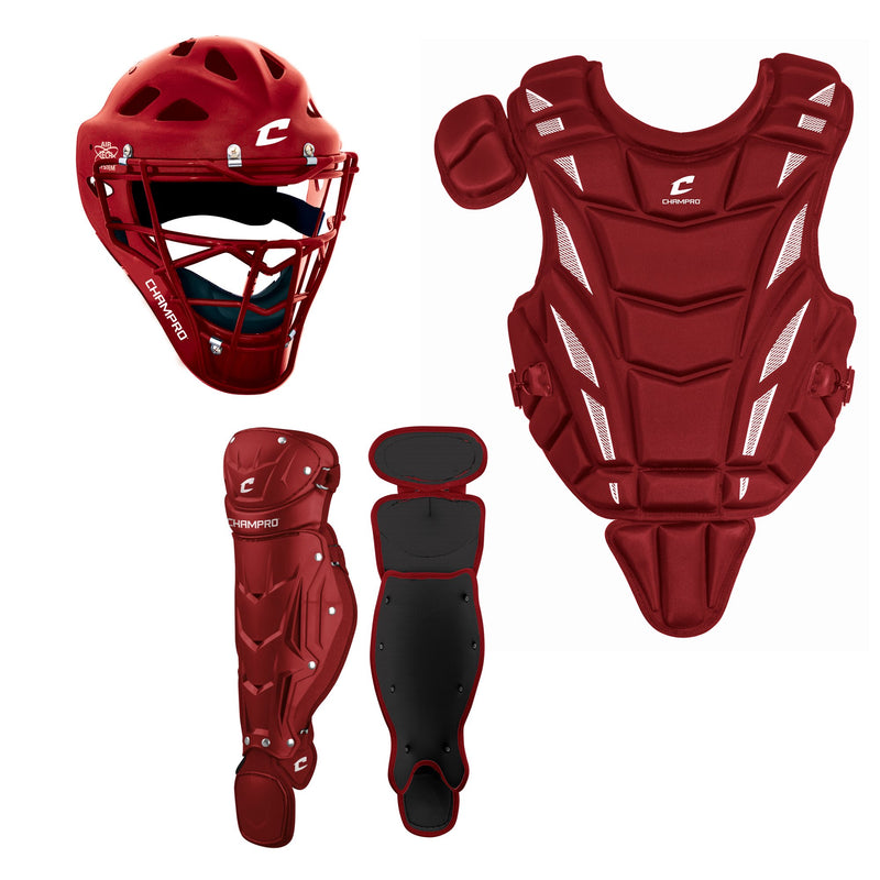 Open Box Champro Triple-Play Youth Catcher's Set-SCARLET BODY-Ages 6-9 - lauxsportinggoods