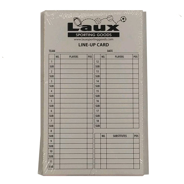 Line-up Cards - 4 Part -4 1/4" x 7" - 12 Per Pack - lauxsportinggoods