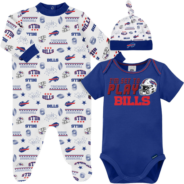 Gerber Infant Boy's Buffalo Bills Bodysuit and Sleep N Play & Cap Set - lauxsportinggoods
