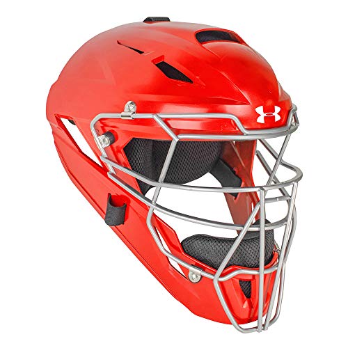 Open Box Under Armour Converge Solid Molded Catching Mask-Youth-Scarlet - lauxsportinggoods