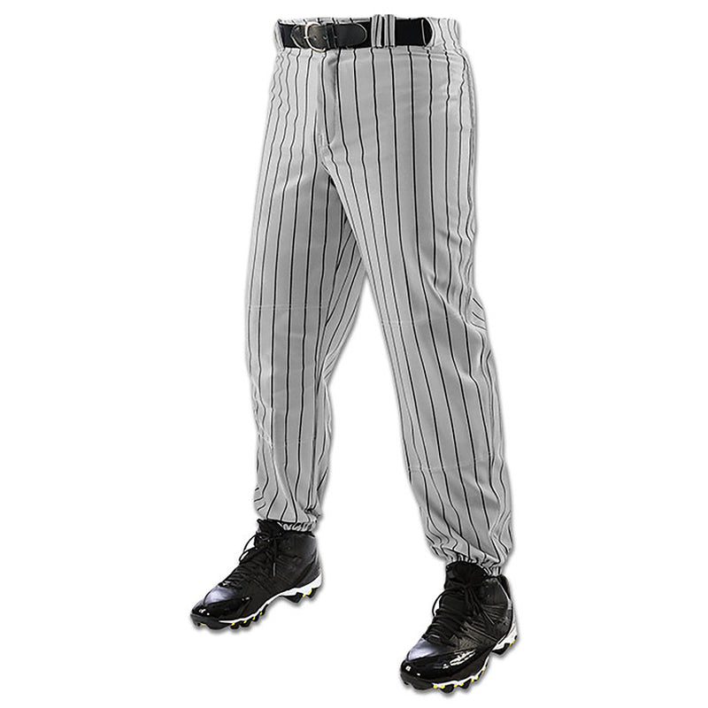 Open Box Champro Boys' Triple Crown Pinstripe Polyester Baseball Pants Youth-Large-Grey-Black Pin - lauxsportinggoods