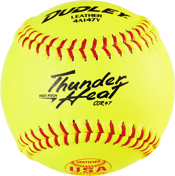 Dudley 12" Yellow ASA .47 Cor Fastpitch Softball - Dozen - lauxsportinggoods