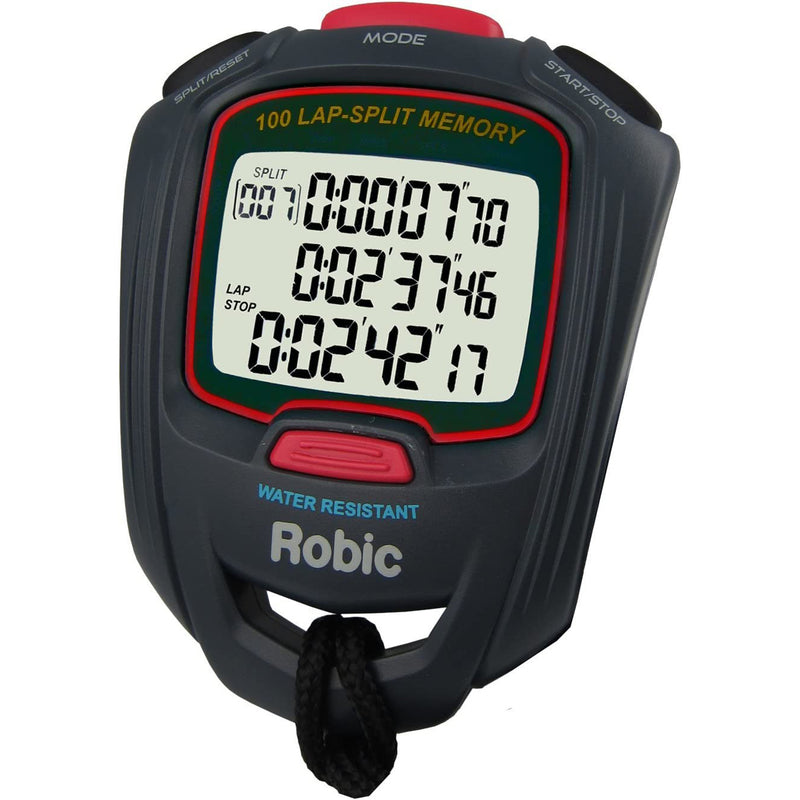 Robic SC-717W 100 Dual Memory Stopwatch-Slate/Red - lauxsportinggoods