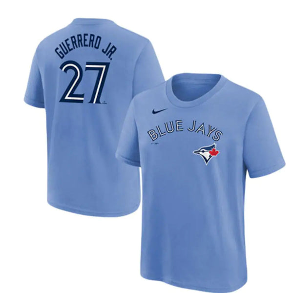 Nike Men's Toronto Blue Jays Vladimir Guerrero #27 T-Shirt - Valor Blue - lauxsportinggoods