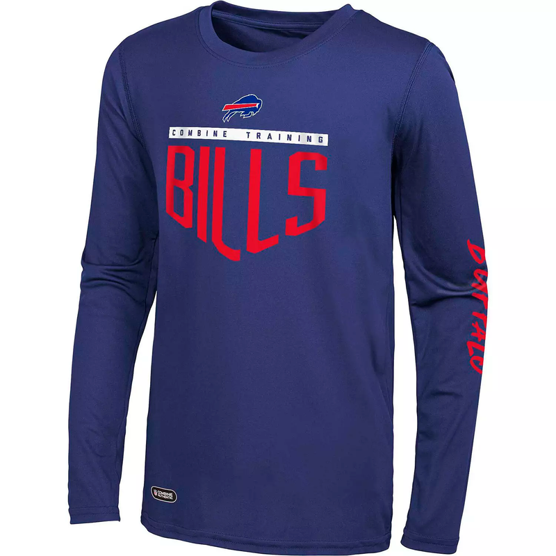 Outerstuff Men's Buffalo Bills Impact Long Sleeve Dri-Tek Cotton Tee - lauxsportinggoods